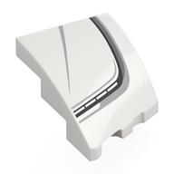 Brick Wedged, Curved 3 × 2 with Stud Notch Left with Black/Light Bluish Grey Hood Line print Weiß