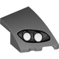 Brick Wedged, Curved 3 × 2 with Stud Notch Right with 2 White Headlights in Black Frame print Dark Bluish Gray