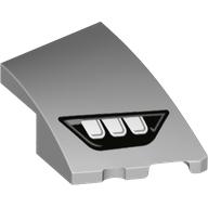 Brick Wedged, Curved 3 × 2 with Stud Notch Right with 3 White Headlights in Black Frame print Light Bluish Gray