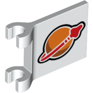 Flag 2 × 2 Square, Flared Clip Edge [Thick Clips] with Classic Space Logo Print Weiß