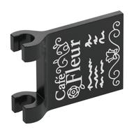 Flag 2 × 2 Square with Chalk Board, 'Café Fleur', Menu print Black