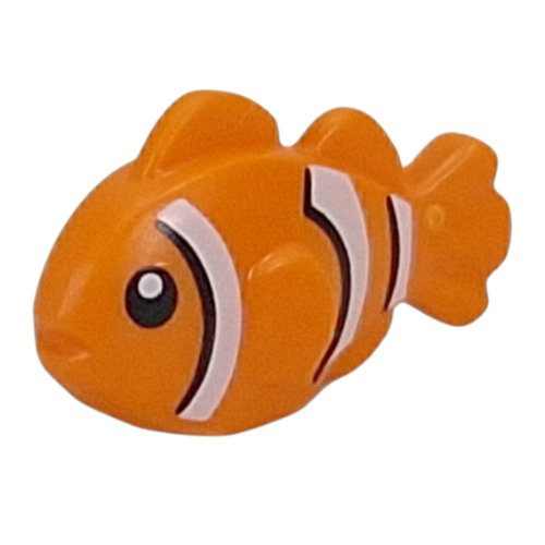 Animal, Fish, White Clown Fish Stripes print Orange