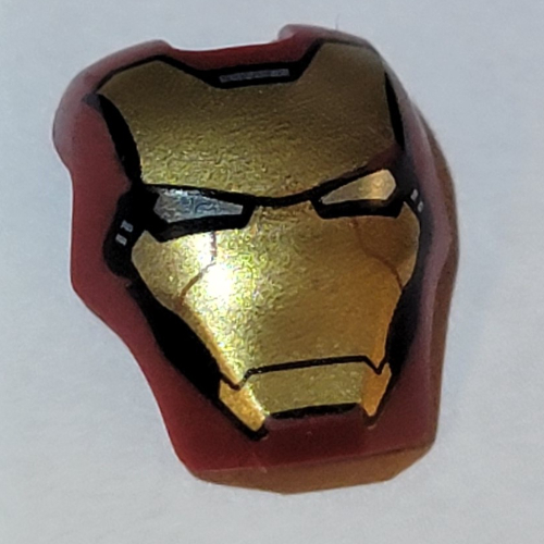 Headwear Accessory Visor Top Hinge, Rounded with Gold Face Shield and Bright Light Blue Eyes Print (Iron Man) Dunkelrot