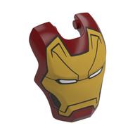 Headwear Accessory Visor Top Hinge, Rounded with Gold Ironman Mask, White Eyes print Dunkelrot