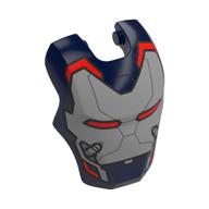 Headwear Accessory Visor Top Hinge, Rounded with Silver Mask, Red Eyes print (Iron Patriot) Dunkelblau