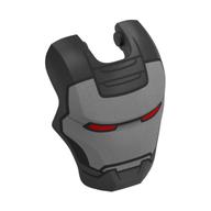 Headwear Accessory Visor Top Hinge, Rounded with Red Eyes Print Pearl Titanium