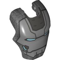 Headwear Accessory Visor Top Hinge, Rounded with Blue Eyes Print (Iron Man) Pearl Titanium