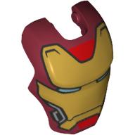 Headwear Accessory Visor Top Hinge, Rounded with Gold Face Shield and Bright Light Blue Eyes Print (Iron Man) Dunkelrot