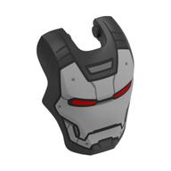 Headwear Accessory Visor Top Hinge, Rounded with Silver Face Shield, Red Eyes and Black Lines Print (War Machine) Pearl Titanium