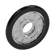 Wheel Wheelchair with Pin Hole, Fixed Black Hard Rubber Tire Pattern