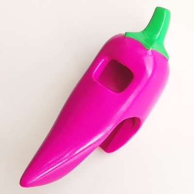 Costume Chili Pepper with Bright Green Stem Print Magenta