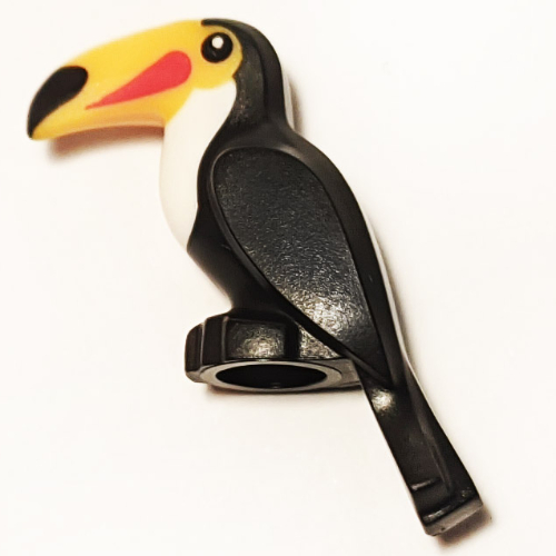 Animal, Bird, Toucan with White Chest, Yellow Beak with Black/Red Spots Black