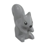 Animal, Squirrel, Standing, Black Eyes and Nose Print in Light Bluish Gray