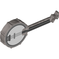 Musical Instrument Banjo with White Board, Light Bluish Grey/Black Snares print Mattsilber