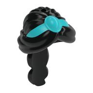 Hair Long with Hole on Top - Ponytail Braided with 2 Bands with Medium Azure Tiara pattern Mittelazur