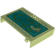 Plate Special Book 11 × 16 with 2 × 4 Container, 2 × 4 Studs on Edge, Hole with 'Antonia', Animals on Dark Turquoise Background print Yellowish Green