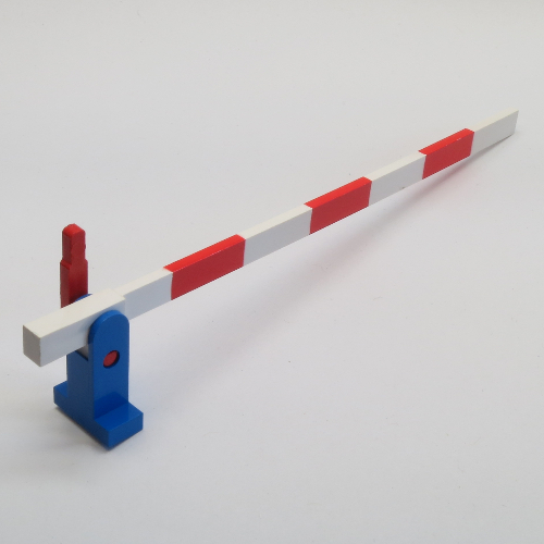 Train Level Crossing Gate Type 1, Assembly with Blue Base & Red Handle (Right) White
