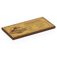 Tile 4 × 8 with Jurassic Park Logo, 'TRICERATOPS', Stats on Gold Background Print Reddish Brown