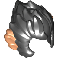 Hair and Sideburns, Messy with Nougat Ears Pattern Schwarz