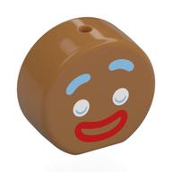 Head Special, Round with Gingerbread Man, Bright Light Blue Eyebrows, White Eyes, Red Mouth print Mittelnougat