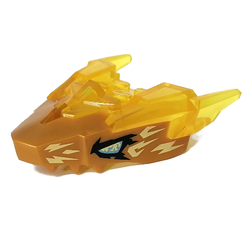 Creature Body Part, Dragon Head with Trans-Yellow Horns Pattern, White/Blue Eyes print Perlgold