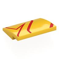 Brick Curved 4 × 3 × 2/3 No Studs with Red Lines print Yellow