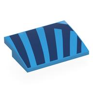 Brick Curved 4 × 3 × 2/3 No Studs with Dark Blue Stripes print Dark Azure