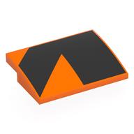 Brick Curved 4 × 3 × 2/3 No Studs with Black Shapes print Orange