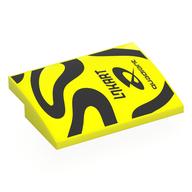 Brick Curved 4 × 3 × 2/3 No Studs with Black Shapes, 'LOKART QUADRANT' print Vibrant Yellow