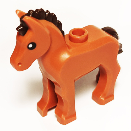 Animal, Foal with Black Eyes, Mane and Tail print Dunkelorange