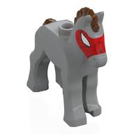 Animal, Foal with Reddish Brown Mane, Tail, Red Spider-Man Mask print (Widow / Spider-Horse) Light Bluish Gray