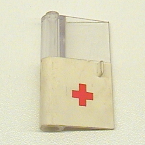Door 1 × 3 × 4 Left with Window and Red Cross Print, Lower [338 / 373-2] White