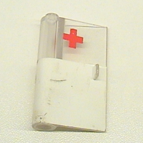 Door 1 × 3 × 4 Left with Window and Red Cross Print, Upper [338 / 373-2] Weiß