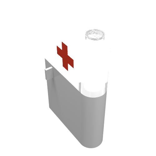Door 1 × 3 × 4 Right with Window and Red Cross Print, Upper Weiß