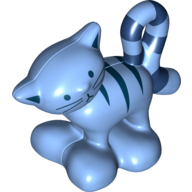 Duplo Animal Cat Standing Turned Head with Stripes (Pilchard) Print Medium Blue