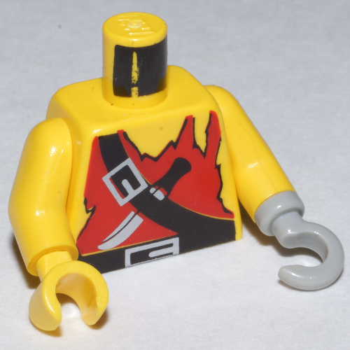 Torso Vest, Ragged, Knife, and Black Crossbelt Print, Yellow Arms, Yellow Hand Right, Light Gray Hook Left Yellow