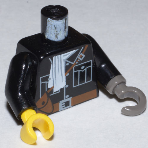 Torso Jacket, White Scarf, Brown Belt Print, Black Arms, Yellow Hand Right, Dark Gray Hook Left Schwarz