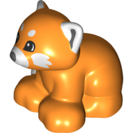 Duplo Animal Red Panda with White Ears, Muzzle, and Cheeks Print Orange