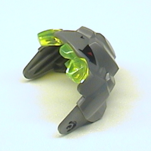 Creature Body Part, Rock Monster King Jaw Upper with Trans-Neon Green Teeth and Black and Red Eyes Print Dark Bluish Gray