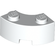 Brick Round Corner 2 × 2 Macaroni with Stud Notch and Reinforced Underside [New Style] White