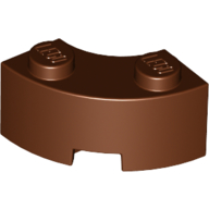 Brick Round Corner 2 × 2 Macaroni with Stud Notch and Reinforced Underside [New Style] Reddish Brown