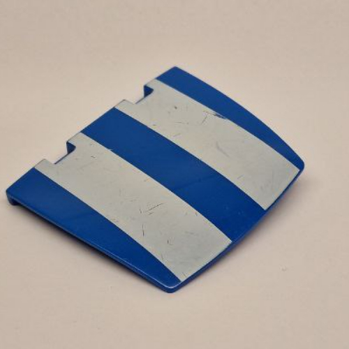 Duplo Car Hood / Bonnet 3 × 4 with Two Wide White Stripes Print Blue