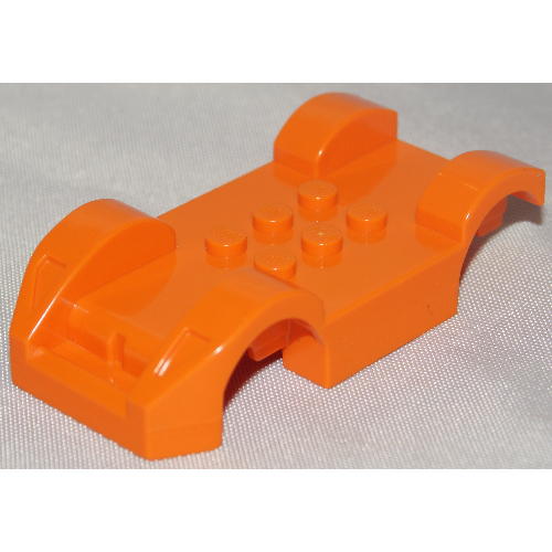 Vehicle Base, 4 × 8 with Mudguards, Fast Food Racer, with Front Bumper, Headlights and Curved Rear Fenders Orange