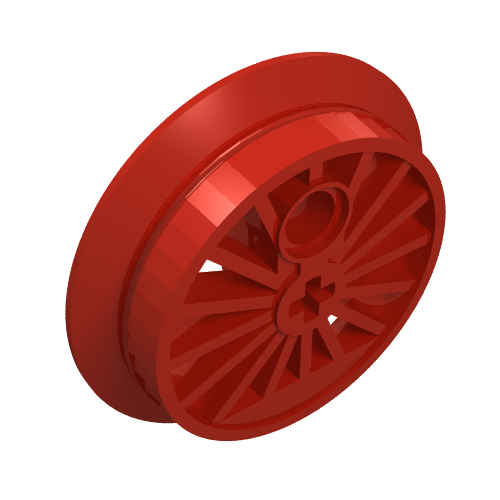 Train Wheel RC Train, Spoked with Technic Axle Hole and Counterweight, 37 mm diameter [Flanged Driver] Rot