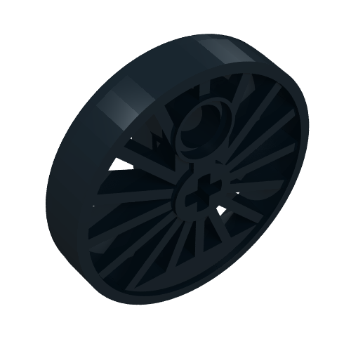 Train Wheel RC Train, Spoked with Technic Axle Hole and Counterweight, 30 mm diameter [Blind Driver] Schwarz