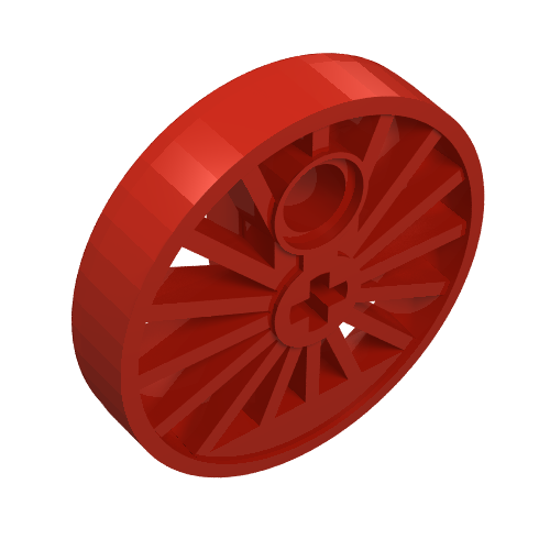 Train Wheel RC Train, Spoked with Technic Axle Hole and Counterweight, 30 mm diameter [Blind Driver] Red