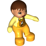 Duplo Figure Baby, Bright Light Orange Overalls with Bib with Bee Print Leuchtendes Hellgelb