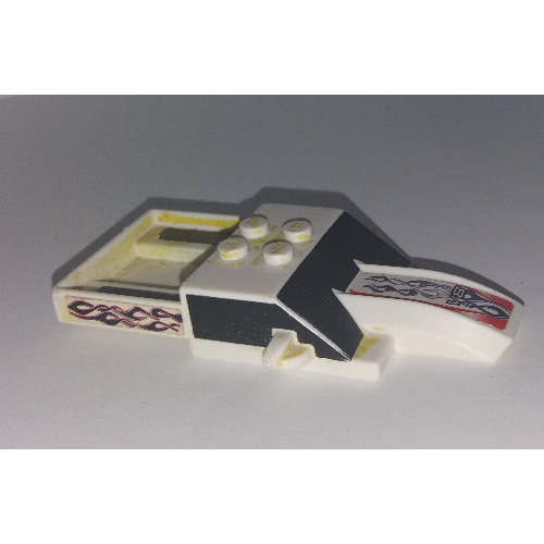 Vehicle Body, Top Fast Food Racer 4 × 10 with Pickup Bed and Black Windshield and Side Windows White