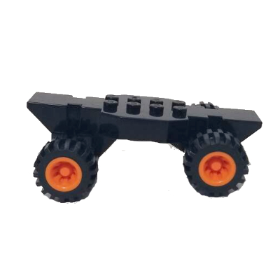 Vehicle Base Fast Food Racer 4 × 10 Lifted with Orange Wheels and Black Tires Black