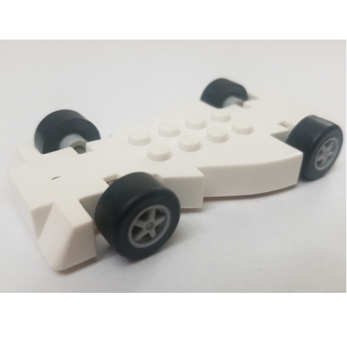 Vehicle Base 6 × 10 with Light Bluish Gray Wheels and Black Tires (Fast Food Racer) White